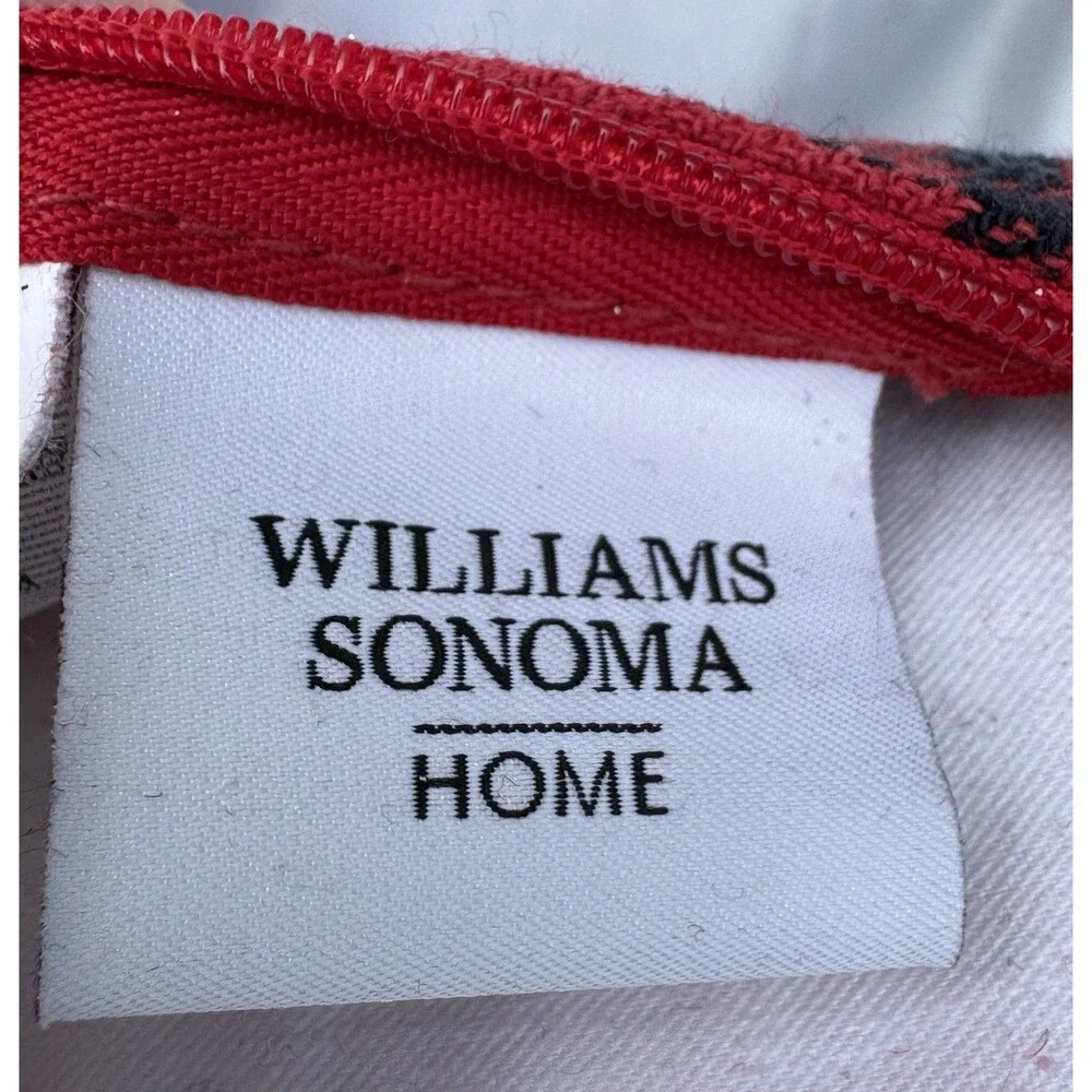William Sonoma EMBROIDERED Leopard TARTAN Pillow W/ Down Insert Plaid Red Lumbar